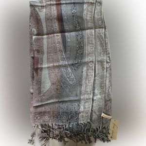 Collection18 scarf/shawl, blue, maroon and light pink pattern